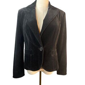 2/$30 Context Size 6 Black Blazer Jacket Natural Blend Velveteen
